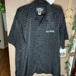Vintage Harley Davidson Black Button Up Shirt Mottos Quotes All Over Men’s Large